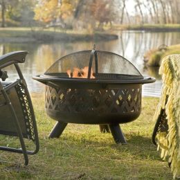 36-inch Bronze Fire Pit with Grill Grate Spark Screen Cover no bulk pricing
