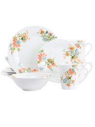 Elama Spring Bloom 16 Piece Round Porcelain Dinnerware Set *Bulk pricing*