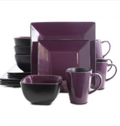 Elama Mulberry Loft 16 Piece Modern Premium Stoneware Dinnerware Set with Complete Settings for 4 *No Bulk Pricing*